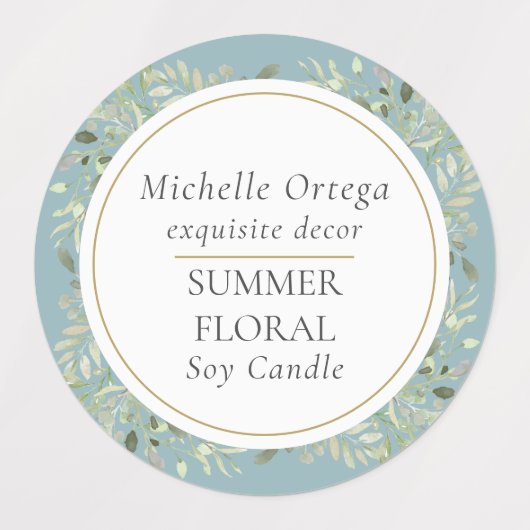 Greenery Foliage Moderner Eleganter Gold Circle Etiketten (Design 1)