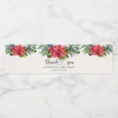 Greenery Foliage Poinsettia Wedding Wasserflaschenetikett (Einzelnes Label)