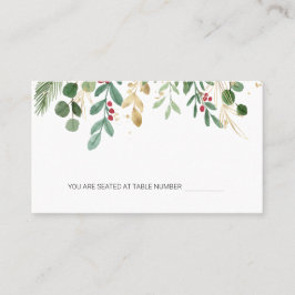 Greenery Foliage Red Berry Christmas Place Platzkarte
