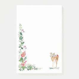 Greenery Foliage Red Berry Fawn Post-it Klebezettel