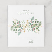 Greenery Foliage Red Berry Platzkarte (Außenseite Aufgefaltet)