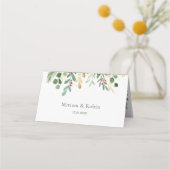 Greenery Foliage Red Berry Platzkarte (Rückseite)