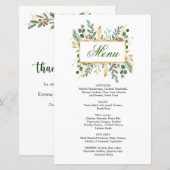 Greenery Foliage Red Berry Wedding Weihnachtsmenü (Vorne/Hinten)