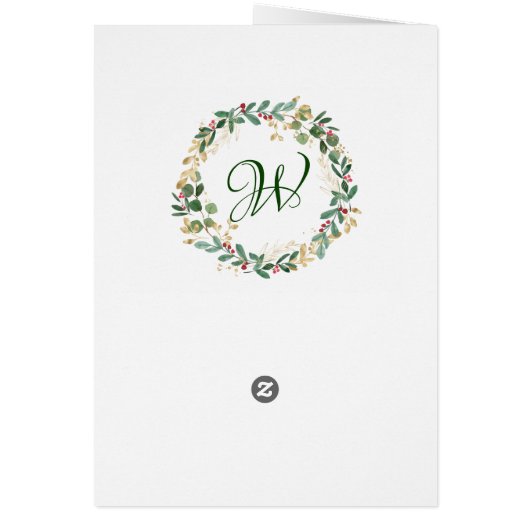 Greenery Foliage Red Berry Wedding Weihnachtsmenü (Hinten)