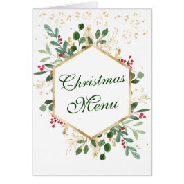 Greenery Foliage Red Berry Wedding Weihnachtsmenü