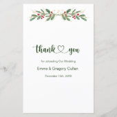 Greenery Foliage Red Berry Wedding Weihnachtsmenü (Rückseite)