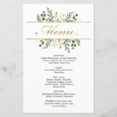 Greenery Foliage Red Berry Wedding Weihnachtsmenü (Vorderseite)