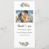 Greenery Foliage Red Berry Wedding Weihnachtsmenü Menükarte (Rückseite)