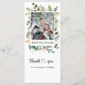 Greenery Foliage Red Berry Wedding Weihnachtsmenü Menükarte (Rückseite)