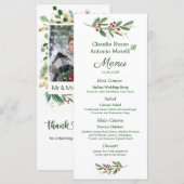 Greenery Foliage Red Berry Wedding Weihnachtsmenü Menükarte (Vorne/Hinten)