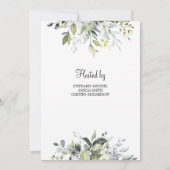 Greenery Foliage und GOld Geometric Boho Baby Einladung (Rückseite)