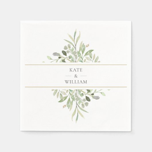 Greenery Foliage Wedding Napkins Serviette (Vorderseite)