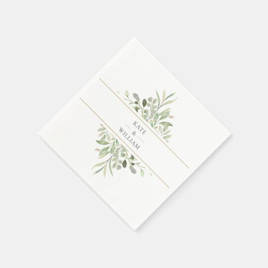 Greenery Foliage Wedding Napkins Serviette (Ecke)