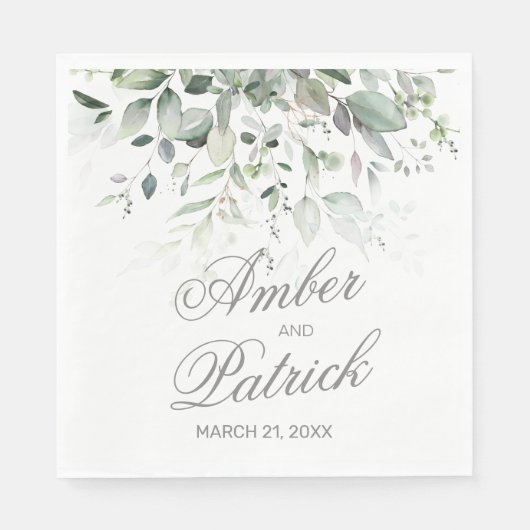 Greenery Foliage Wedding Paper Napkin Serviette (Vorderseite)