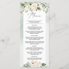 Greenery Foliage White Roses Boho Wedding Menu Menükarte