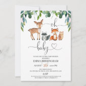 Greenery Foliage Woodland Oh Baby Shower Einladung (Vorderseite)