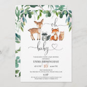 Greenery Foliage Woodland Oh Baby Shower Einladung (Vorne/Hinten)