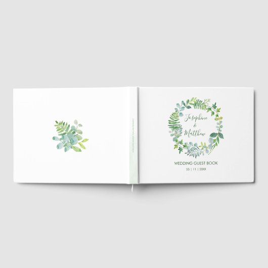 Greenery Foliage Wreath Wedding Gästebuch (Voll)