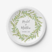 Greenery Foliage Wreath Wedding Pappteller (Vorderseite)