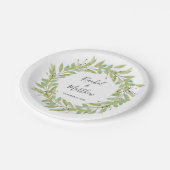 Greenery Foliage Wreath Wedding Pappteller (Schrägansicht)