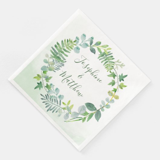 Greenery Foliage Wreath Wedding Serviette (Ecke)