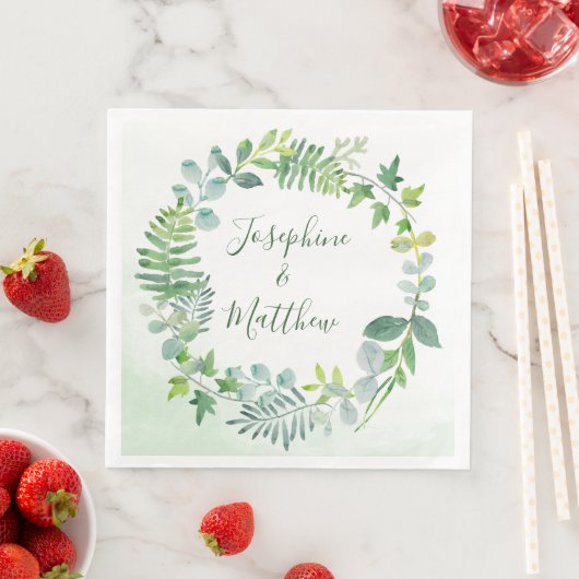 Greenery Foliage Wreath Wedding Serviette (Beispiel)