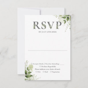 Greenery Foral Typografy Wedding RSVP Karte