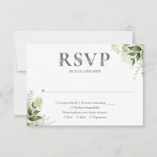 Greenery Foral Typografy Wedding RSVP Karte