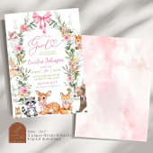 Greenery Forest Animal Girl Babydusche Einladung