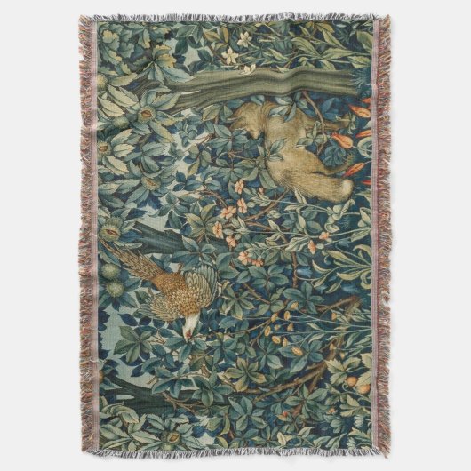 GREENERY,FOREST ANIMALS Pheasant ,Fox,Green Floral Decke (Vorderseite Vertikal)