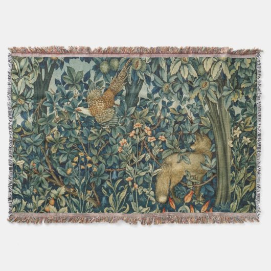 GREENERY,FOREST ANIMALS Pheasant ,Fox,Green Floral Decke (Vorderseite)