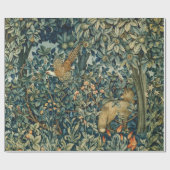 GREENERY,FOREST ANIMALS Pheasant ,Fox,Green Floral Geschenkpapier (Flach)