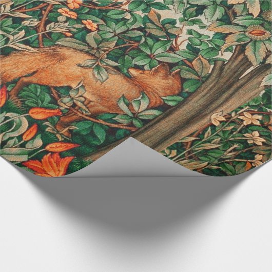GREENERY,FOREST ANIMALS Pheasant ,Fox,Green Floral Geschenkpapier (Ecke)