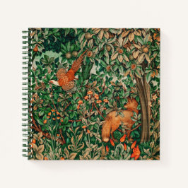 GREENERY,FOREST ANIMALS Pheasant ,Fox,Green Floral Notizblock