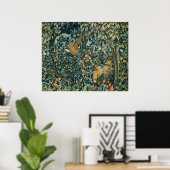 GREENERY,FOREST ANIMALS Pheasant ,Fox,Green Floral Poster (Heimbüro)
