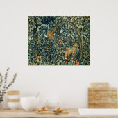 GREENERY,FOREST ANIMALS Pheasant ,Fox,Green Floral Poster (Küche)