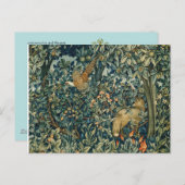 GREENERY,FOREST ANIMALS Pheasant ,Fox,Green Floral Postkarte (Vorne/Hinten)