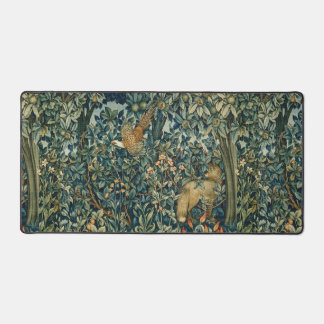 GREENERY,FOREST ANIMALS Pheasant ,Fox,Green Floral Schreibtischunterlage