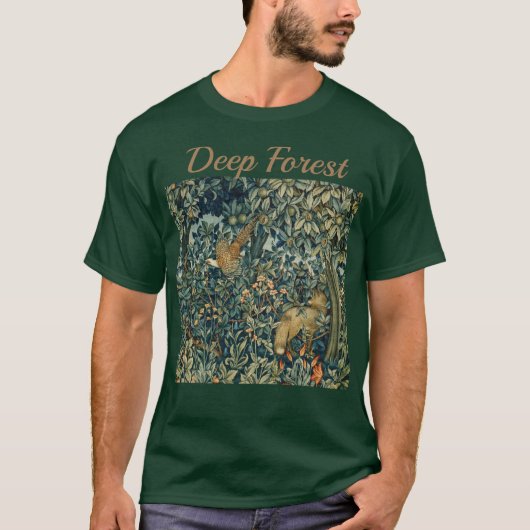 GREENERY,FOREST ANIMALS Pheasant ,Fox,Green Floral T-Shirt (Vorderseite)