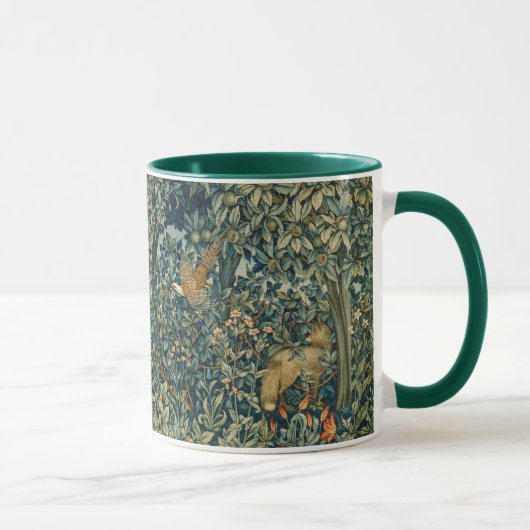GREENERY,FOREST ANIMALS Pheasant ,Fox,Green Floral Tasse (Rechts)