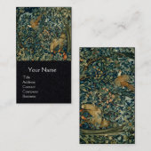 GREENERY,FOREST ANIMALS Pheasant ,Fox,Green Floral Visitenkarte (Vorne/Hinten)