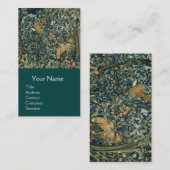 GREENERY,FOREST ANIMALS Pheasant ,Fox,Green Floral Visitenkarte (Vorne/Hinten)