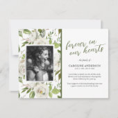 Greenery Foto Beerdigung Danke Karte (Vorderseite)