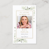 Greenery Foto Beerdigung Gedenkkarten Visitenkarte (Vorderseite)