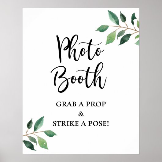 Greenery Foto Booth Wedding oder Party Sign Poster (Vorne)