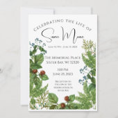 Greenery Foto Funeral Einladung (Vorderseite)