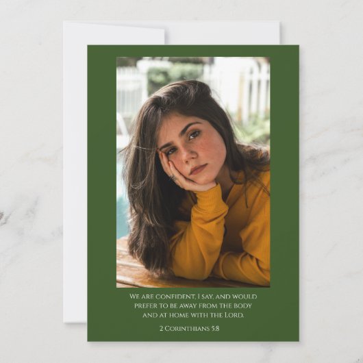 Greenery Foto Funeral Einladung (Rückseite)