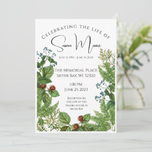 Greenery Foto Funeral Einladung