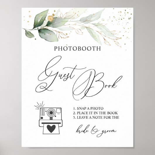Greenery Foto Guest Book Sign Poster (Vorne)