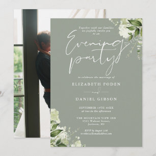 Greenery Foto Sage Green Wedding Abend Party Einladung